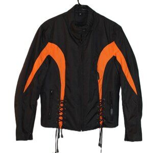 Nexgen Womens MotorCycle Jacket Black Orange Size M 100% Waterproof